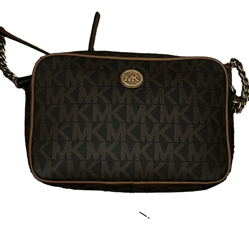 MICHAEL KORS Black and Brown Jet Set Monogram Crossbody